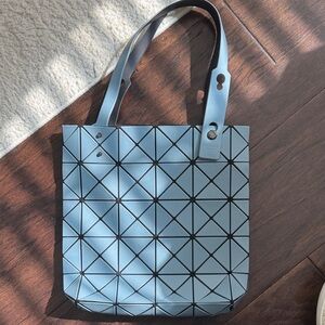 Issey Miyake style Light Blue Geometric Tote with Double Straps